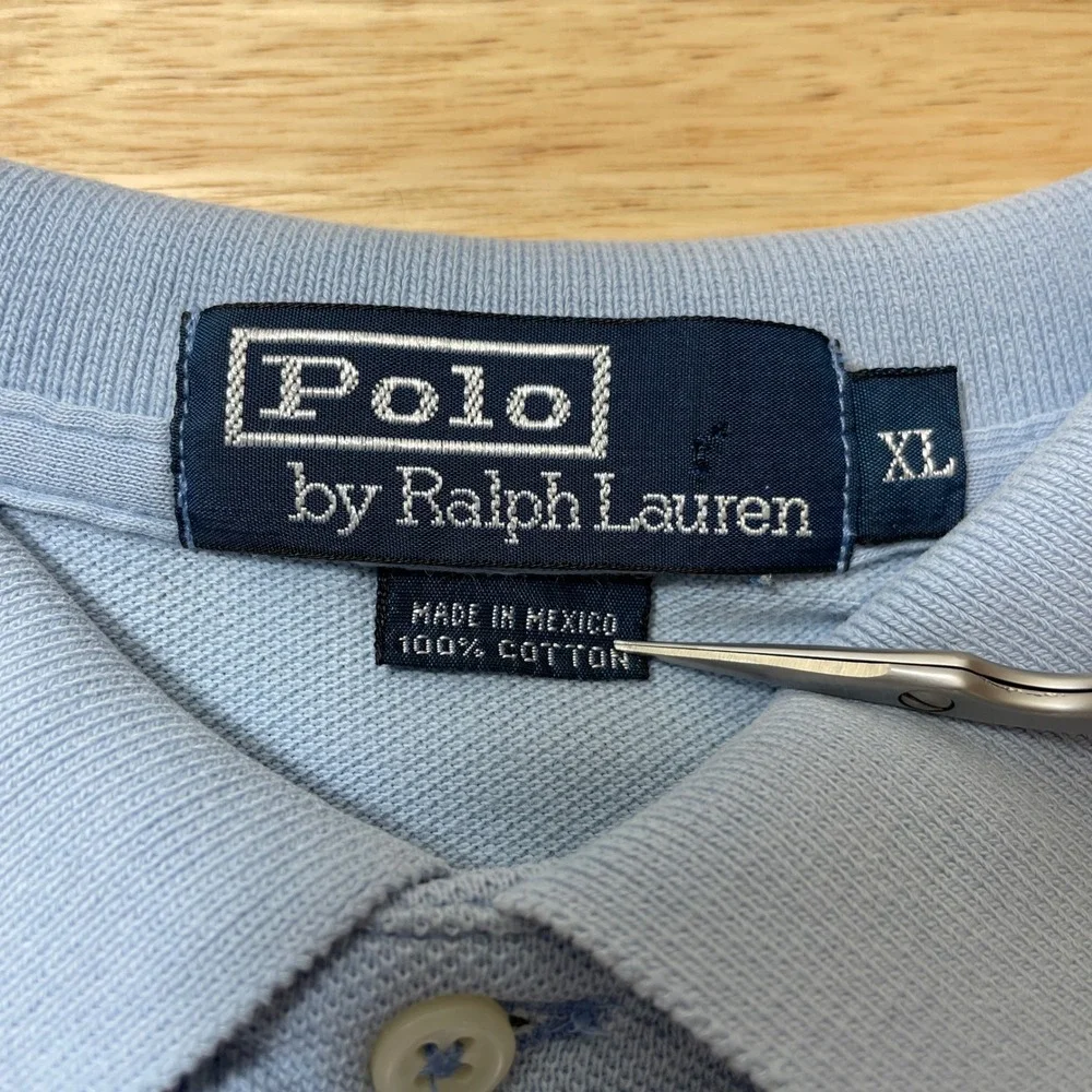 Polo Ralph Lauren Mens XL Light Blue Pink Pony Cotton Pique Short Sleeve Polo